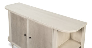 Sarreid Charity Sideboard - Elegant Covet White Tulip Wood With Soft Close Cane Doors For Modern Homes White  53975