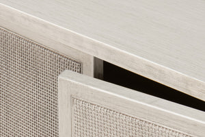 Sarreid Charity Sideboard - Elegant Covet White Tulip Wood With Soft Close Cane Doors For Modern Homes White  53975