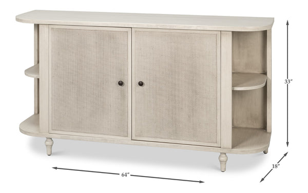 Sarreid Charity Sideboard - Elegant Covet White Tulip Wood With Soft Close Cane Doors For Modern Homes White  53975