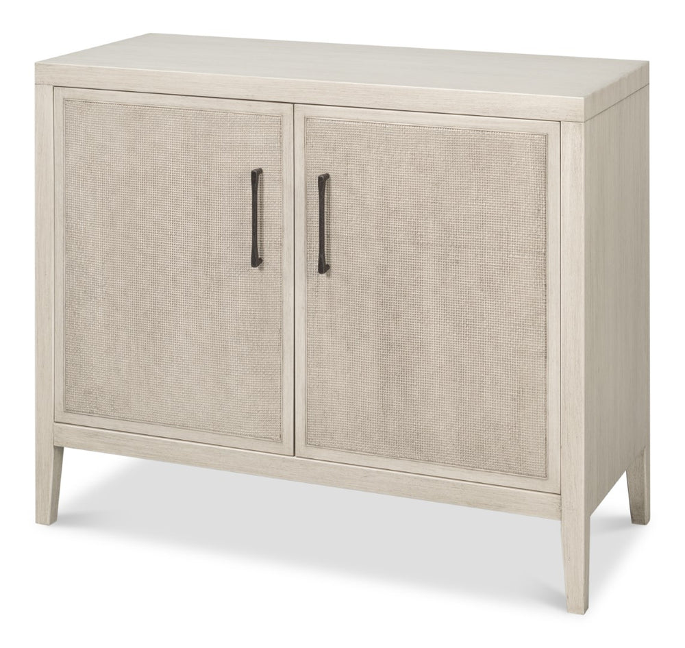 Sarreid Charity Two Door Sideboard With Cane Doors And Soft Close - Elegant Covet White Tulip Wood Design White  53976