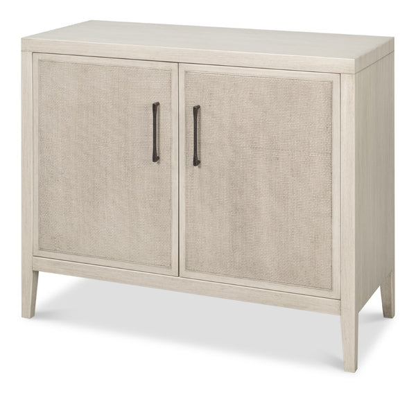 Sarreid Charity Two Door Sideboard With Cane Doors And Soft Close - Elegant Covet White Tulip Wood Design White  53976