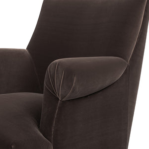 English Elm Jennifer Taylor Home - Eloise Handcrafted 30" Pleated Sock-Arm Accent Chair with Camelback Silhouette and Solid Wood Legs Brown B2719P387116