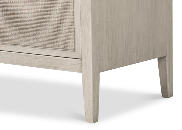 Sarreid Charity Two Door Sideboard With Cane Doors And Soft Close - Elegant Covet White Tulip Wood Design White  53976