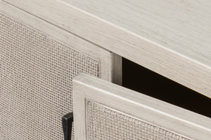 Sarreid Charity Two Door Sideboard With Cane Doors And Soft Close - Elegant Covet White Tulip Wood Design White  53976