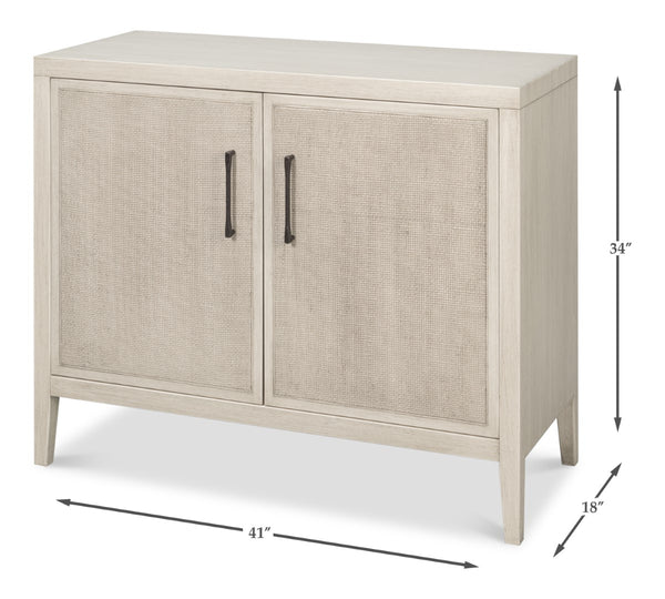 Sarreid Charity Two Door Sideboard With Cane Doors And Soft Close - Elegant Covet White Tulip Wood Design White  53976