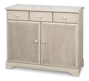 Sarreid Jeremy Two Door Buffet - Elegant Cane Doors, Soft Close Mechanism, Tulip Wood & Stylish Porcelain Finish White  53977
