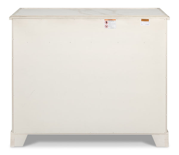 Sarreid Jeremy Two Door Buffet - Elegant Cane Doors, Soft Close Mechanism, Tulip Wood & Stylish Porcelain Finish White  53977