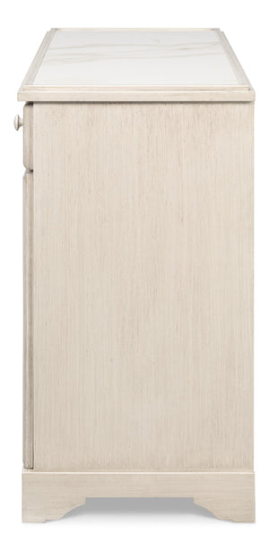 Sarreid Jeremy Two Door Buffet - Elegant Cane Doors, Soft Close Mechanism, Tulip Wood & Stylish Porcelain Finish White  53977
