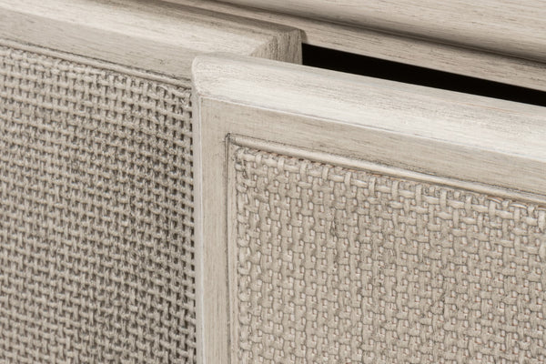 Sarreid Jeremy Two Door Buffet - Elegant Cane Doors, Soft Close Mechanism, Tulip Wood & Stylish Porcelain Finish White  53977