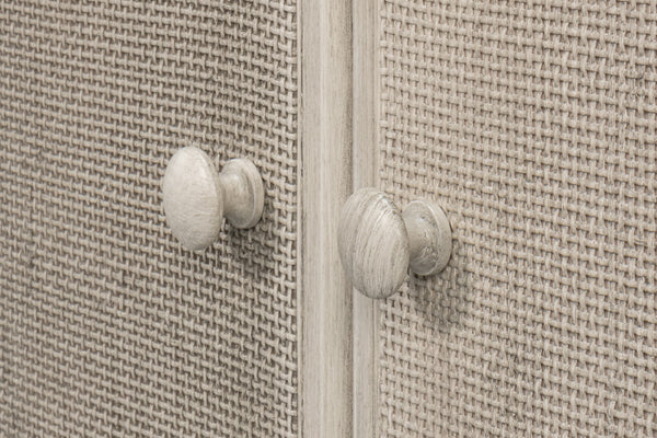 Sarreid Jeremy Two Door Buffet - Elegant Cane Doors, Soft Close Mechanism, Tulip Wood & Stylish Porcelain Finish White  53977