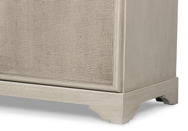 Sarreid Jeremy Two Door Buffet - Elegant Cane Doors, Soft Close Mechanism, Tulip Wood & Stylish Porcelain Finish White  53977