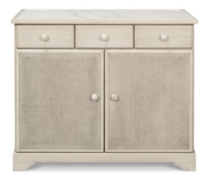 Sarreid Jeremy Two Door Buffet - Elegant Cane Doors, Soft Close Mechanism, Tulip Wood & Stylish Porcelain Finish White  53977