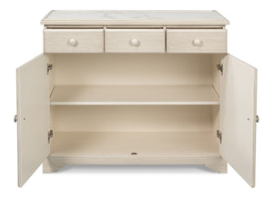 Sarreid Jeremy Two Door Buffet - Elegant Cane Doors, Soft Close Mechanism, Tulip Wood & Stylish Porcelain Finish White  53977