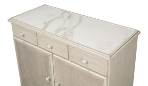 Sarreid Jeremy Two Door Buffet - Elegant Cane Doors, Soft Close Mechanism, Tulip Wood & Stylish Porcelain Finish White  53977