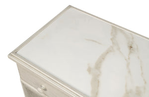 Sarreid Jeremy Two Door Buffet - Elegant Cane Doors, Soft Close Mechanism, Tulip Wood & Stylish Porcelain Finish White  53977