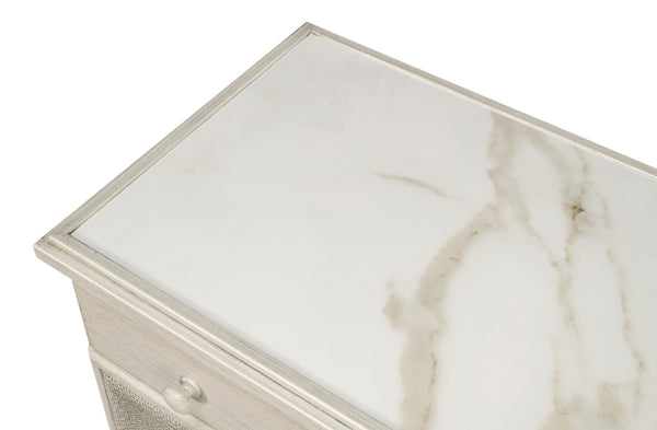 Sarreid Jeremy Two Door Buffet - Elegant Cane Doors, Soft Close Mechanism, Tulip Wood & Stylish Porcelain Finish White  53977