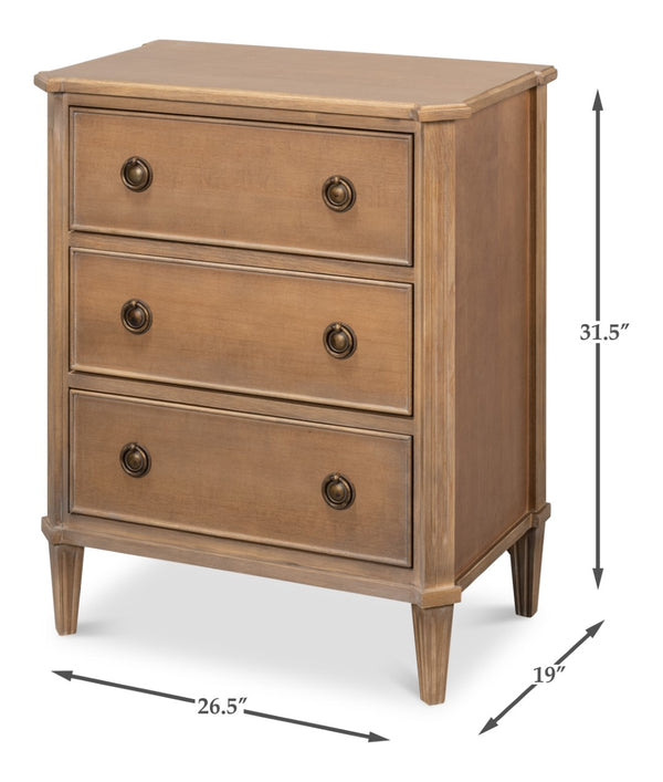 Sarreid Poppin's 3 Drawer Chest - Contemporary Brown Tulip Wood Storage Solution For Stylish Organization Brown  53979