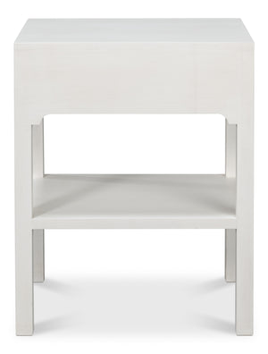 Sarreid Windy Single Drawer Side Table - Elegant Tulip Wood Design With Chic Cortina White Finish For Any Room White  53980