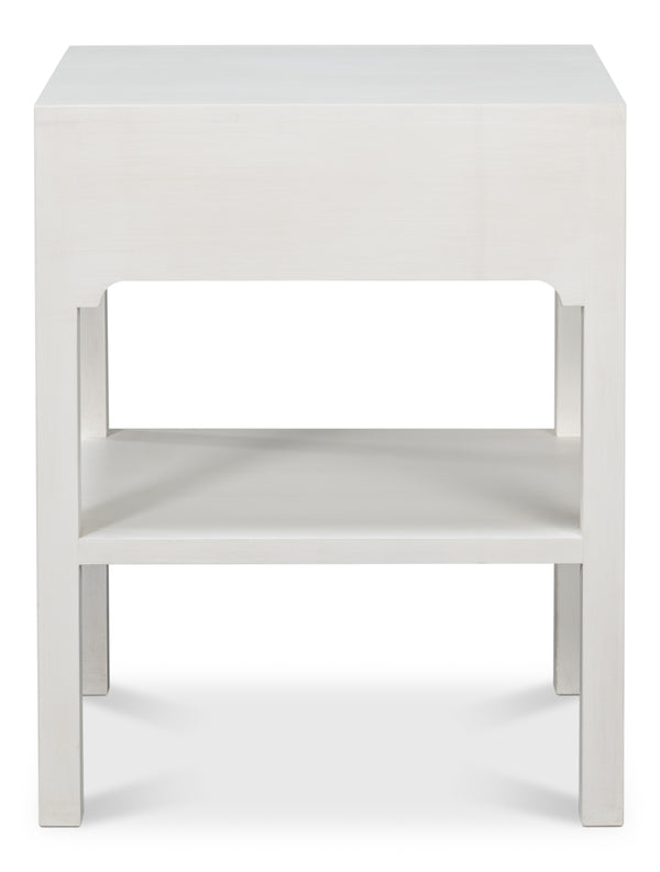 Sarreid Windy Single Drawer Side Table - Elegant Tulip Wood Design With Chic Cortina White Finish For Any Room White  53980