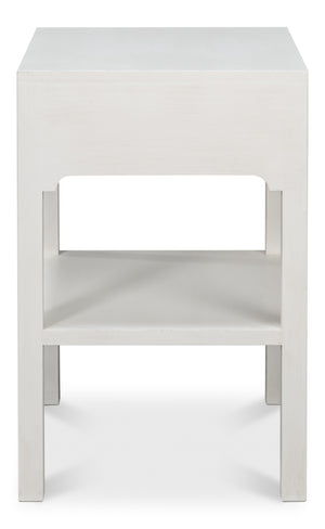Sarreid Windy Single Drawer Side Table - Elegant Tulip Wood Design With Chic Cortina White Finish For Any Room White  53980