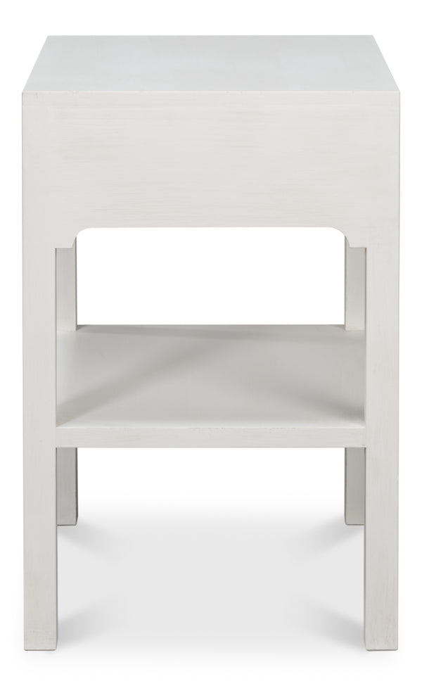 Sarreid Windy Single Drawer Side Table - Elegant Tulip Wood Design With Chic Cortina White Finish For Any Room White  53980