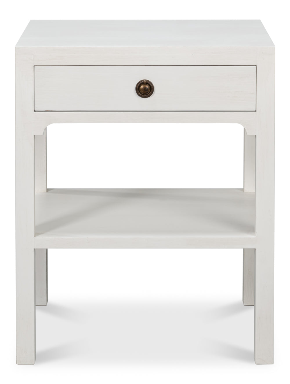 Sarreid Windy Single Drawer Side Table - Elegant Tulip Wood Design With Chic Cortina White Finish For Any Room White  53980
