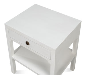 Sarreid Windy Single Drawer Side Table - Elegant Tulip Wood Design With Chic Cortina White Finish For Any Room White  53980