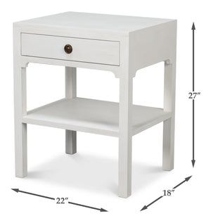 Sarreid Windy Single Drawer Side Table - Elegant Tulip Wood Design With Chic Cortina White Finish For Any Room White  53980