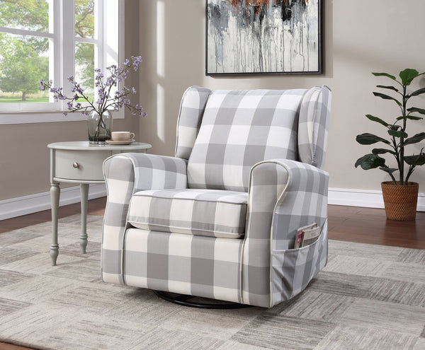 English Elm Fabric Lattice Swivel Glider Chair with Removable Seat and Side Storage Pockets for Cozy Relaxation Grey B016P324090