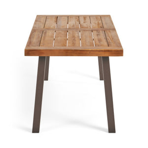 English Elm Modern Acacia Wood Outdoor Dining Set with Wicker Armchairs for Patio or Deck N770PS597R192