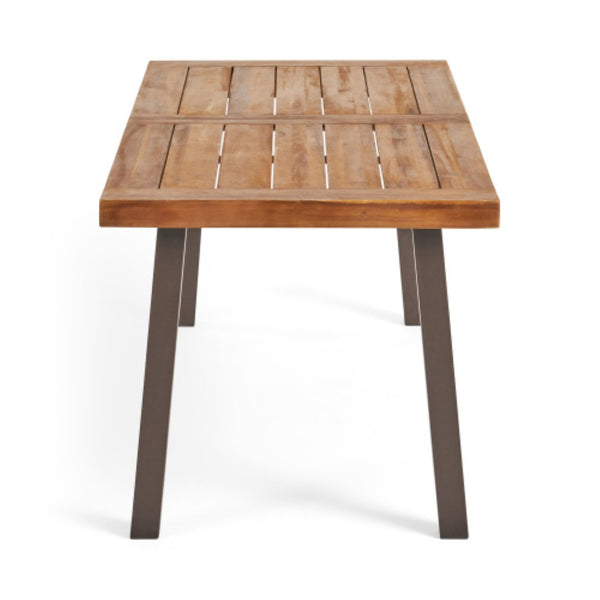 English Elm Modern Acacia Wood Outdoor Dining Set with Wicker Armchairs for Patio or Deck N770PS597R192
