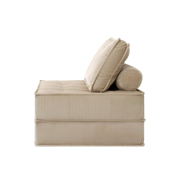 English Elm 33.4 Inch Modular Corduroy Lounge Chair with Spring Cushions for Compact Living Spaces Camel W3975P455223