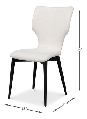 Sarreid Contour Sidechair - Stylish Cream Performance Polyester With Beechwood & Plywood For Modern Spaces Ivory  53983