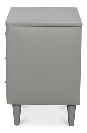 Sarreid Avvolto Modern Three Drawer Night Stand With Soft Close Drawers And Stylish Silver Handles Grey  53985