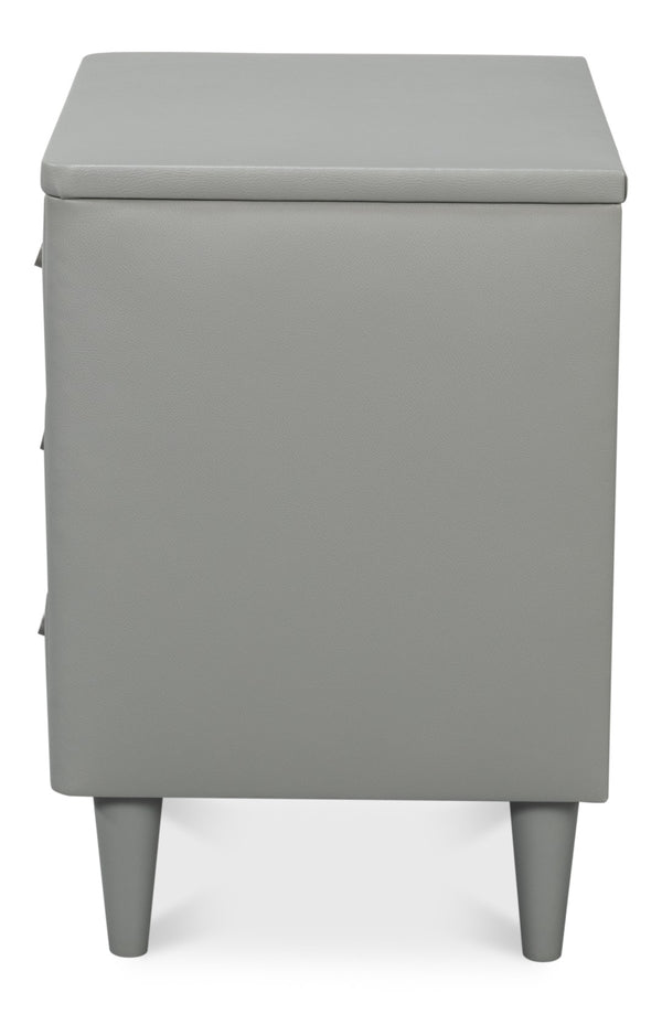 Sarreid Avvolto Modern Three Drawer Night Stand With Soft Close Drawers And Stylish Silver Handles Grey  53985