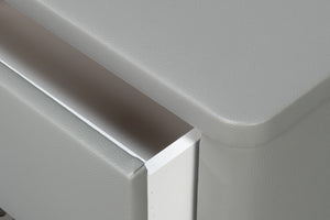 Sarreid Avvolto Modern Three Drawer Night Stand With Soft Close Drawers And Stylish Silver Handles Grey  53985