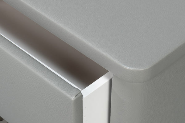 Sarreid Avvolto Modern Three Drawer Night Stand With Soft Close Drawers And Stylish Silver Handles Grey  53985