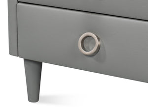 Sarreid Avvolto Modern Three Drawer Night Stand With Soft Close Drawers And Stylish Silver Handles Grey  53985