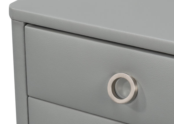 Sarreid Avvolto Modern Three Drawer Night Stand With Soft Close Drawers And Stylish Silver Handles Grey  53985