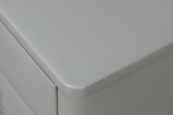 Sarreid Avvolto Modern Three Drawer Night Stand With Soft Close Drawers And Stylish Silver Handles Grey  53985