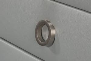 Sarreid Avvolto Modern Three Drawer Night Stand With Soft Close Drawers And Stylish Silver Handles Grey  53985