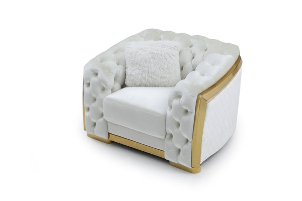 English Elm Lexi Plush Velvet Sofa with Button Tufting and Diamond Quilted Exterior, Welted Cushions & Throw Pillows Ivory 47 L x 35 W x 30 H B078P301023
