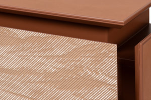 Sarreid Vista Sideboard - Elegant Porcelain Top & Stylish Blockwood Doors - Modern Mdf Veneer Design Brown  53987