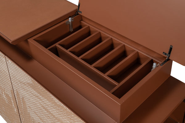 Sarreid Vista Sideboard - Elegant Porcelain Top & Stylish Blockwood Doors - Modern Mdf Veneer Design Brown  53987