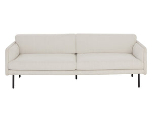 Sunpan Luella Sofa - Classic Mid-Century Design with Generously Cushioned Seating and Black Metal Legs Mina Ivory