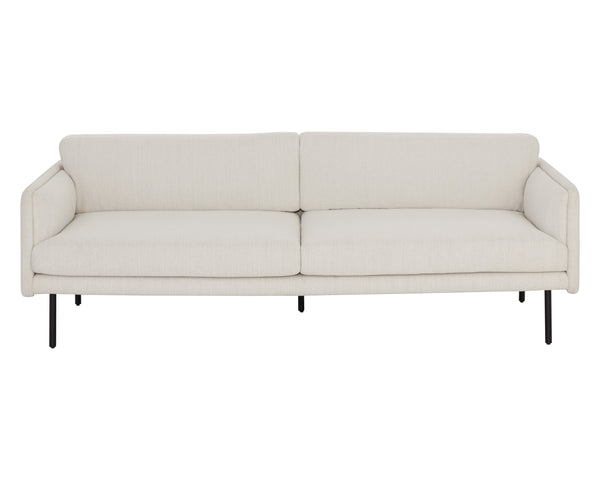 Sunpan Luella Sofa - Classic Mid-Century Design with Generously Cushioned Seating and Black Metal Legs Mina Ivory