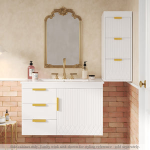 English Elm Wall Mounted Floating Cabinet with Adjustable Height and Modular Design for Custom Bathroom Storage White N710P324099K