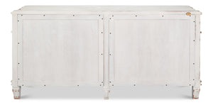 Sarreid Dramond Sideboard - Elegant Acacia Wood With Antique White Wash Finish For Timeless Home Decor White  53993