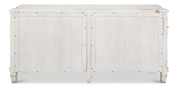 Sarreid Dramond Sideboard - Elegant Acacia Wood With Antique White Wash Finish For Timeless Home Decor White  53993