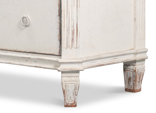 Sarreid Dramond Sideboard - Elegant Acacia Wood With Antique White Wash Finish For Timeless Home Decor White  53993